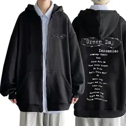 Rare Punk Band Green Day Insomniac Graphic Zipper Hoodie Men Women Gothic Vintage Rock Zip Up Jacket Oversized Zipper Sweatshirt