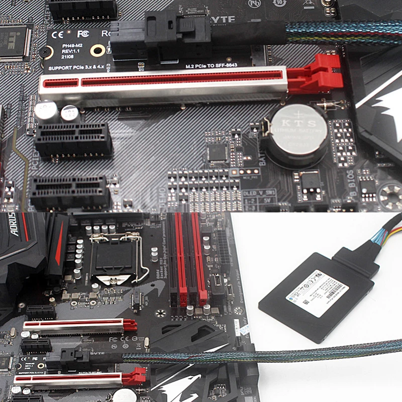 بطاقة محول RGEEK M.2 NVME إلى U.2 Mini Sas 8643 إلى 8639 U.2 (SFF-8639) NVMe PCIe إلى Mini SAS (SFF-8643) كابل SSD