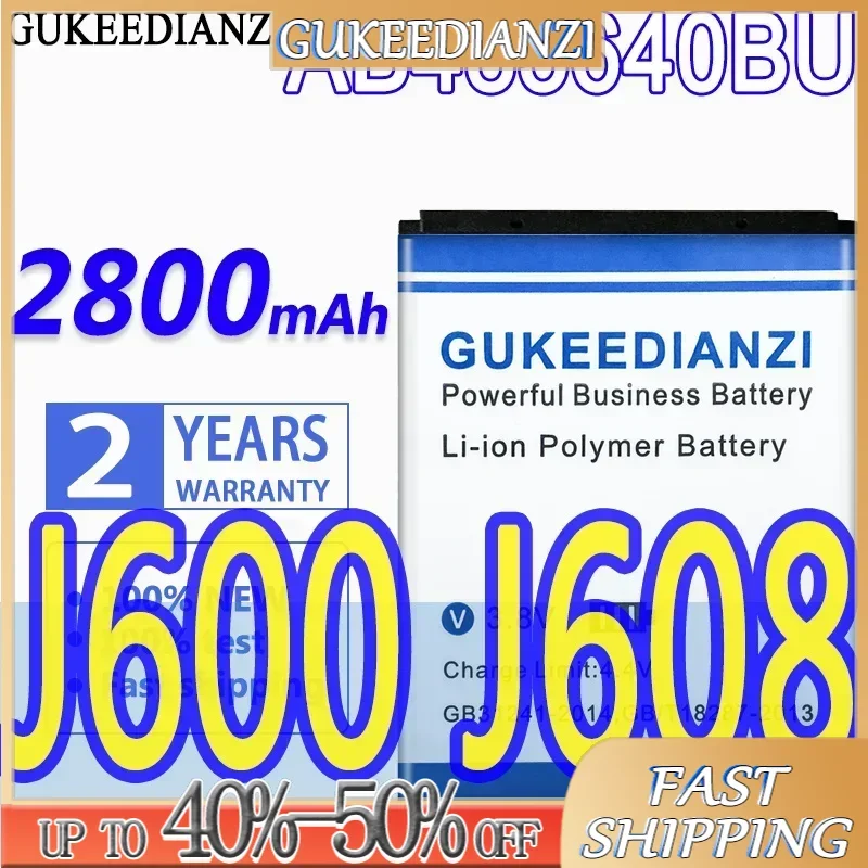 

Аккумулятор GUKEEDIANZI 2800 мАч AB 483640 BU для Samsung J608 C3050C S7350C F619 C3050 E740 E748 F110 F118 G618 L600 L608 B3210 M519