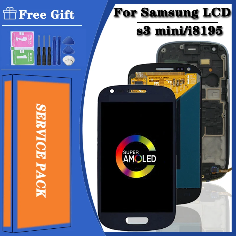 Super AMOLED for samsung  s3 mini lcd Display Touch Screen Digitizer assembly GT-i8190 i8195 i8200 screen repair Parts