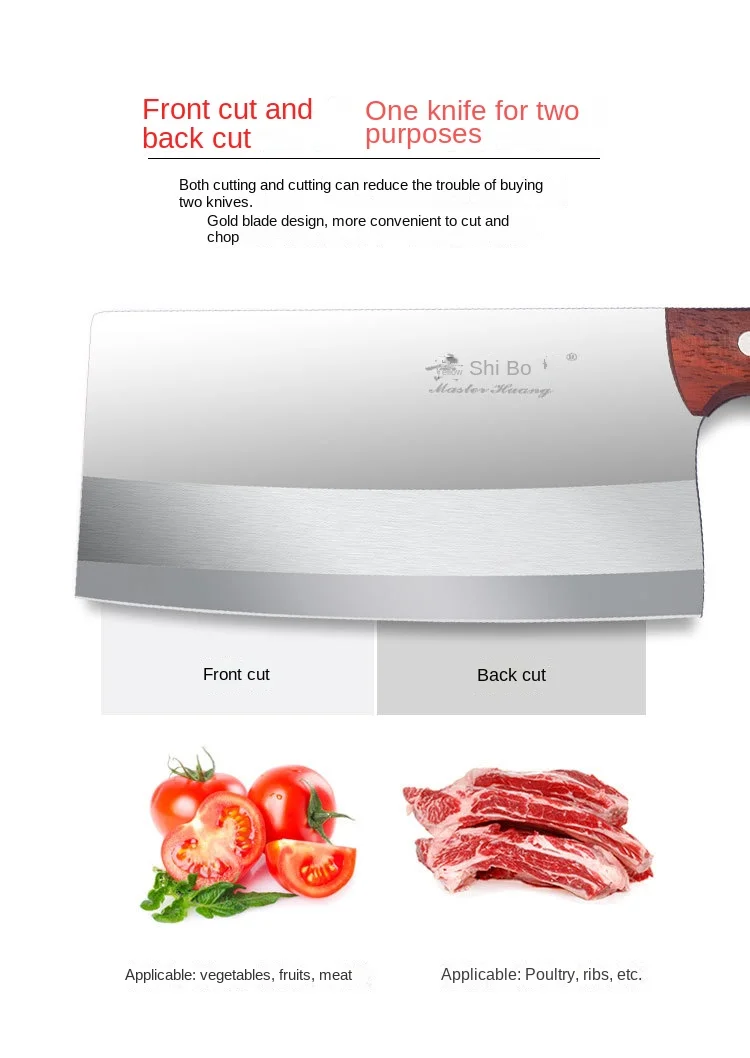 Stainless Steel Household Kitchen Chopping Knife Meat Slicing Vegetable Knife Chef Special Ribs Chicken Cartilage Knife