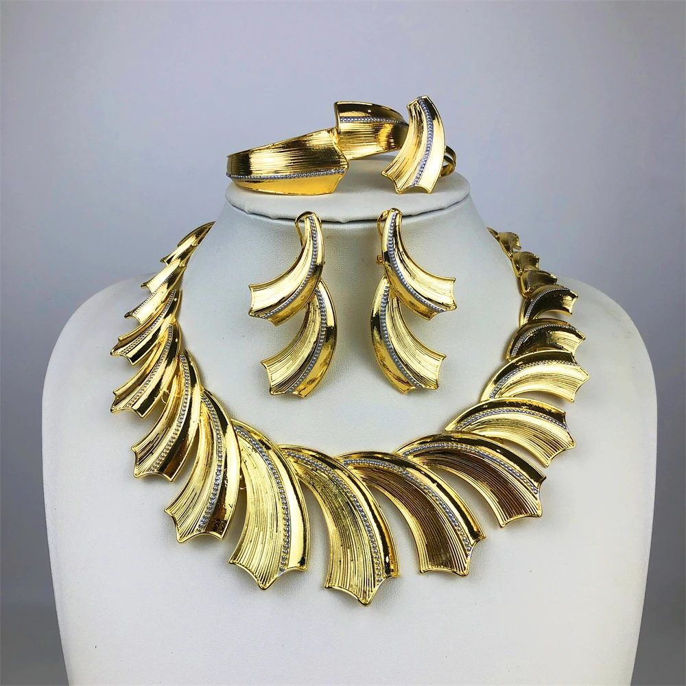 ESALE Latest Brazilian Exquisite Handmade Beautiful Necklace Wedding Party Accessories Fashion Women Jewelry Set