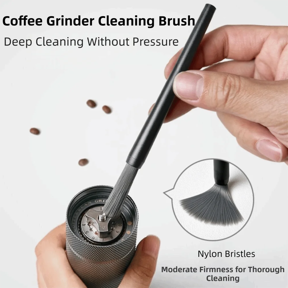 Long Handle Coffee Machine Cleaning Brush Soft Bristle Deep Cleaning Coffee Grinder Brush Durable Nylon Bristles Espresso Brush