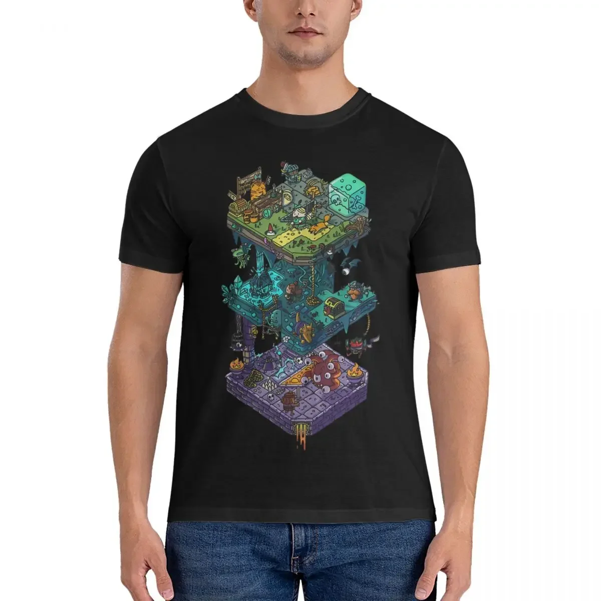 Isometric T-Shirts for Men D-Dungeons And Dragons DND Unique Cotton Tee Shirt O Neck Short Sleeve T Shirts