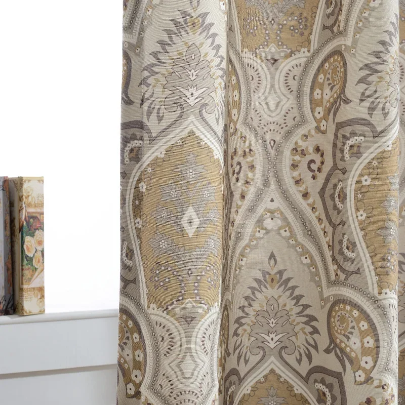 

Polyester-cotton Printing Half Blackout Window European Light Luxury Elegant and Simple Curtains for Living Dining Room Bedroom