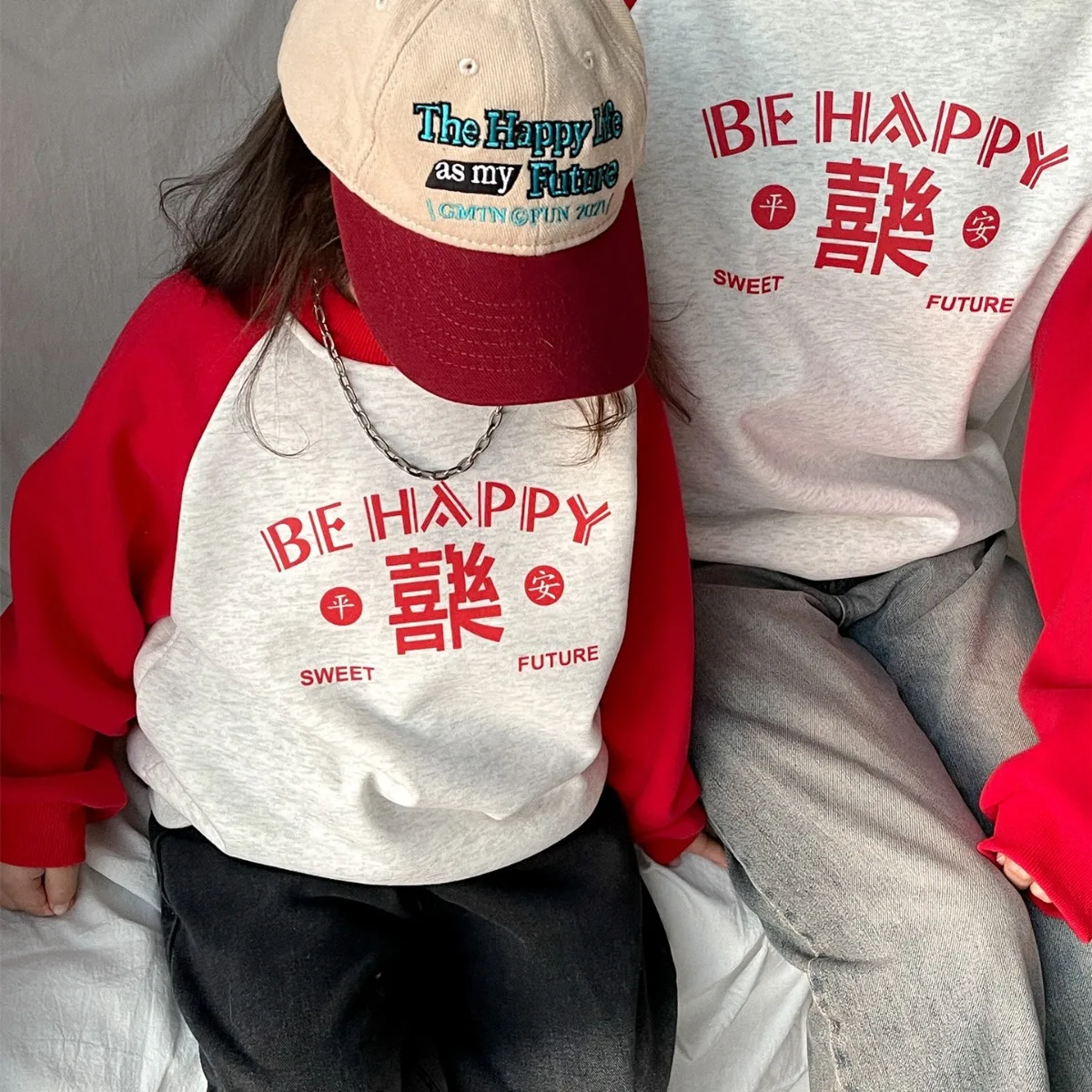 

Mother Daughter Sweatshirt for The Whole Family Cotton Long Sleeve Top Father and Son Matching Warm Thick Tee Shirt Baby Clothes