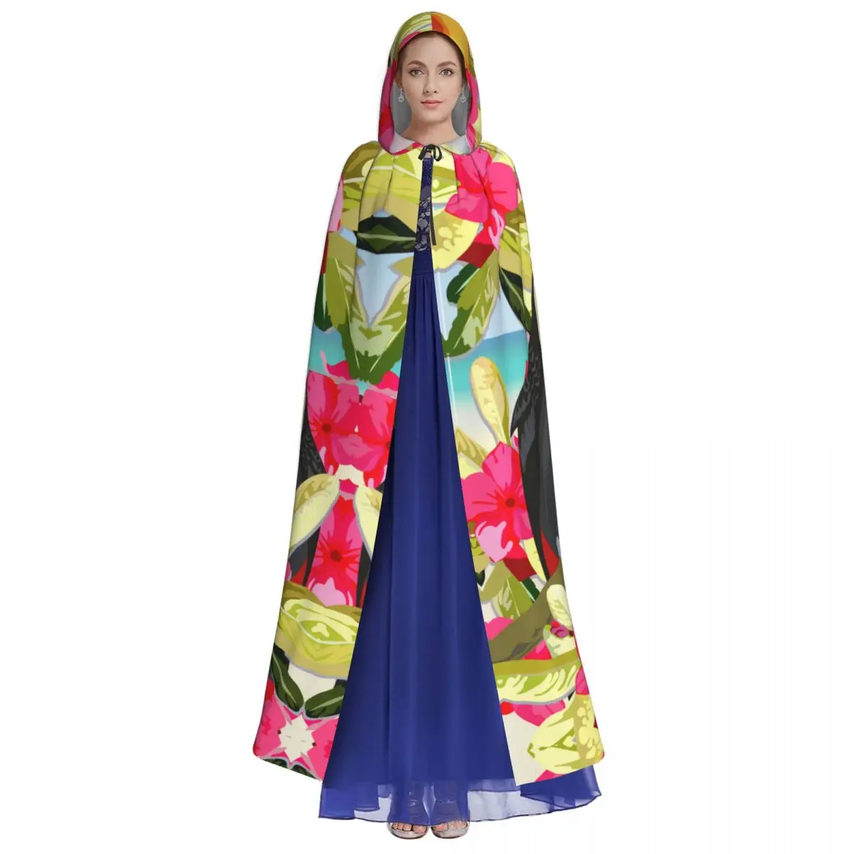 Tropical Toucans Hooded Cloak Polyester Unisex Witch Cape Costume Accessory