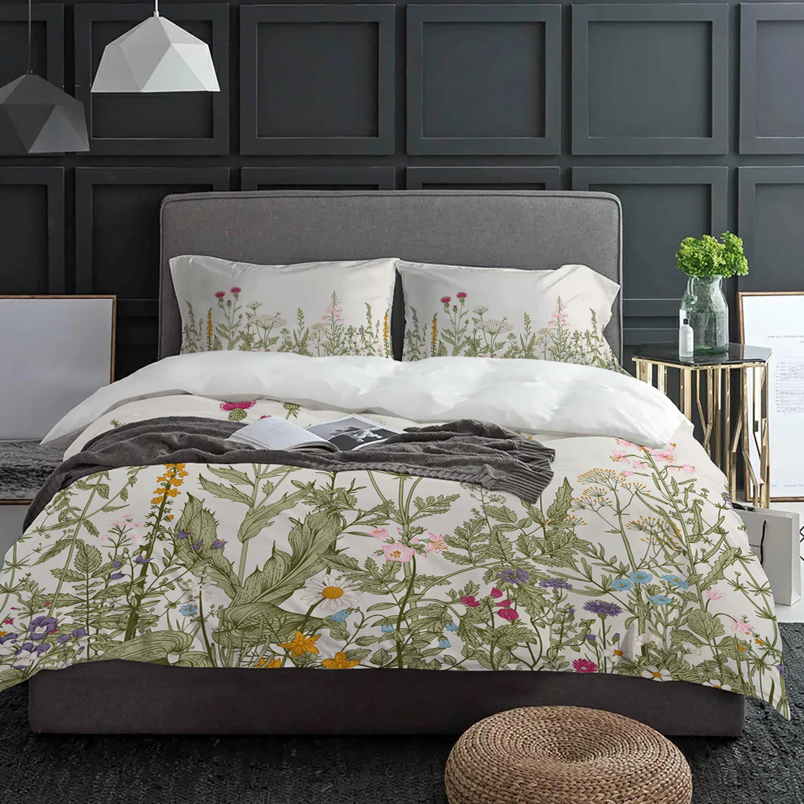 

Vintage Herb Plant Flower Duvet Cover With Pillow Case Custom Comforter 3pcs Bedding Set Quilt Cover Double Bed Home Textile