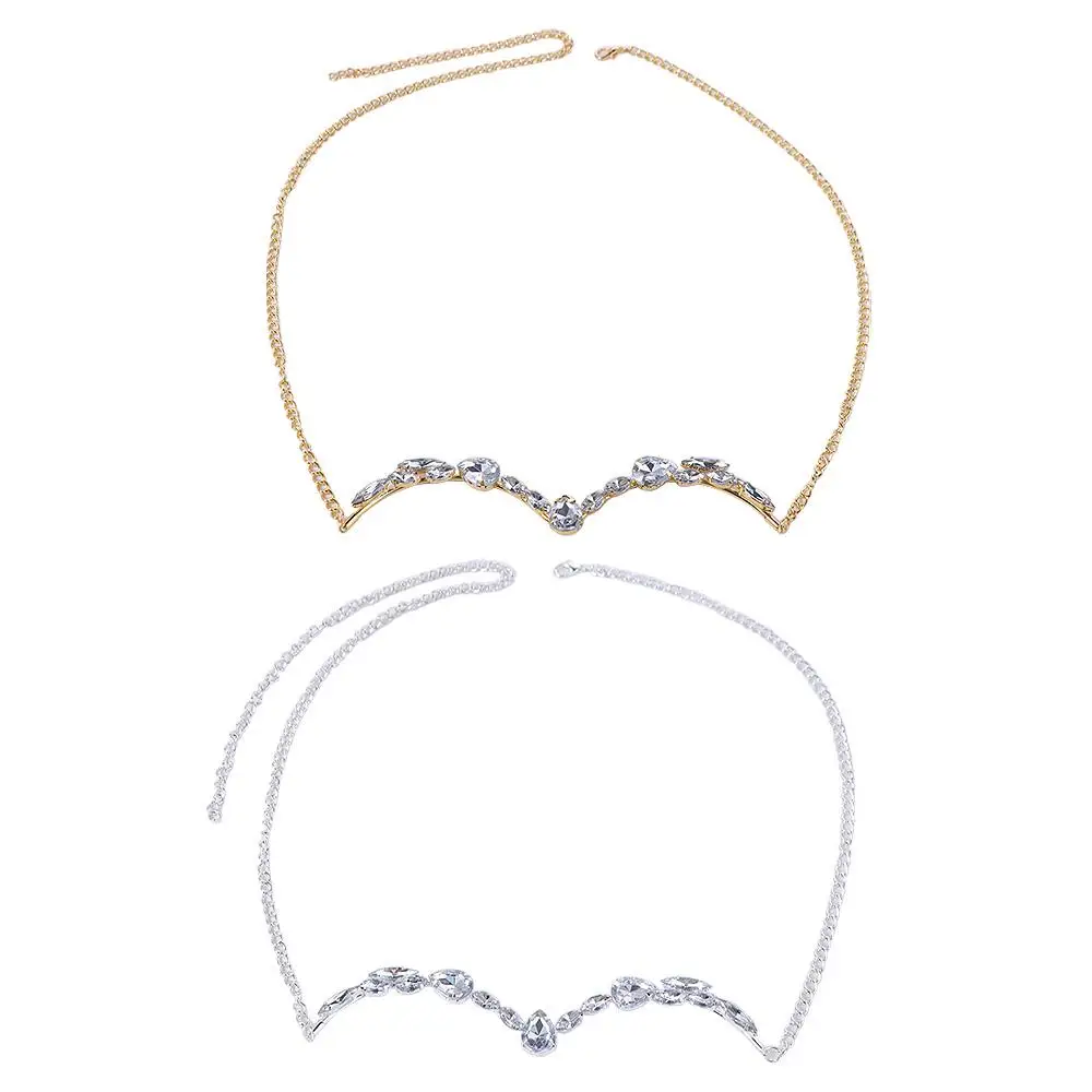 Long Rhinestone Face Chain Luxury Water Drop Shape Glitter Mask Decoration Shiny Face Jewelry Half Frame Glasses Chain Girls
