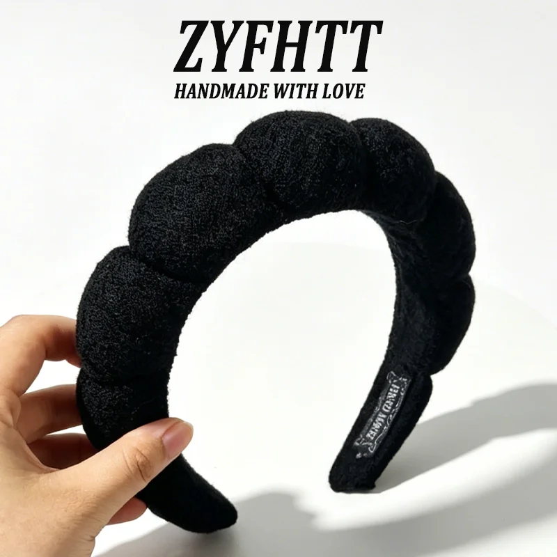 1/5 Stück ZYFHTT Einfaches Wolken-Schwamm-Stirnband für Frauen, Bonbonfarbenes breites Haarband, modisches Mädchen-Gesichtshaarband, Haar-Accessoire – Detail 8