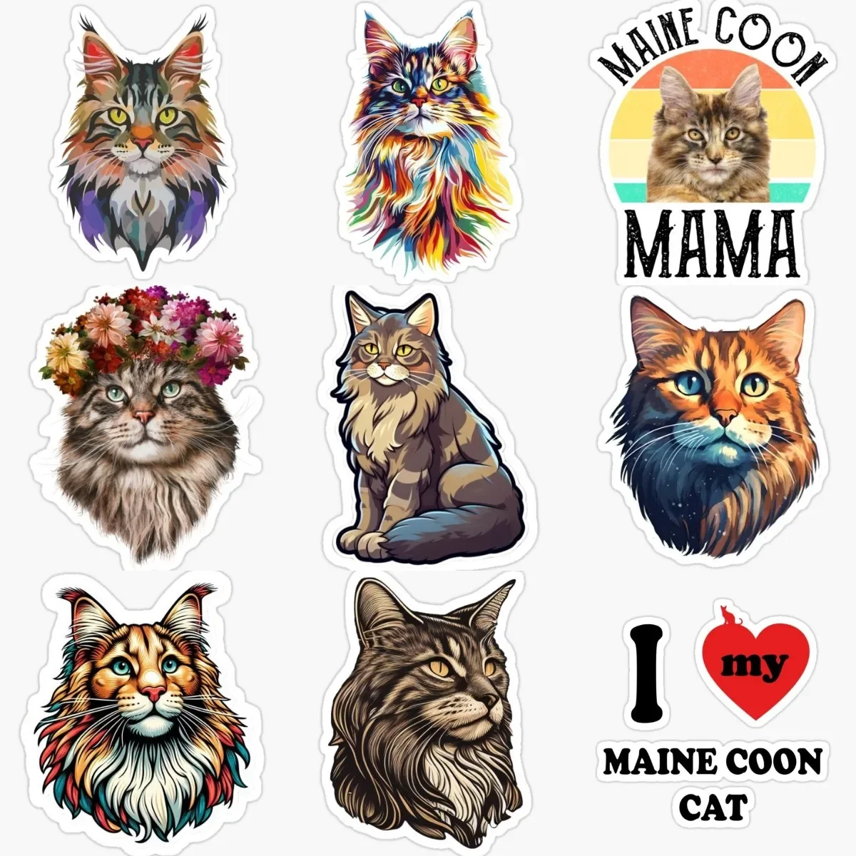 

Creative Cat Maine Coon Cat Cute Pets PVC Personalized Stickers for Decorate Car Van Motorcycle Bicycle Wall Decal