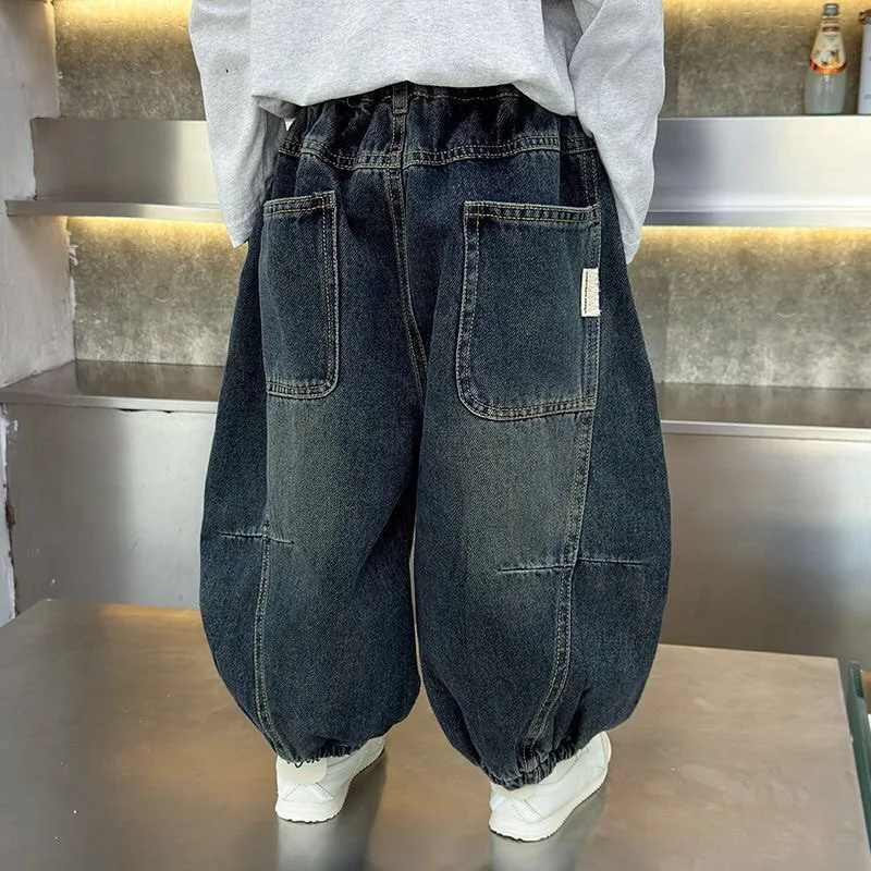 Frühling Herbst Kleine Jungen Jeans Locker Lässig mit Taschen Kinder Jungen Denim-Hose 2-8 Jahre Kinder Baby Jungen Latzhose Säuglings-Overall