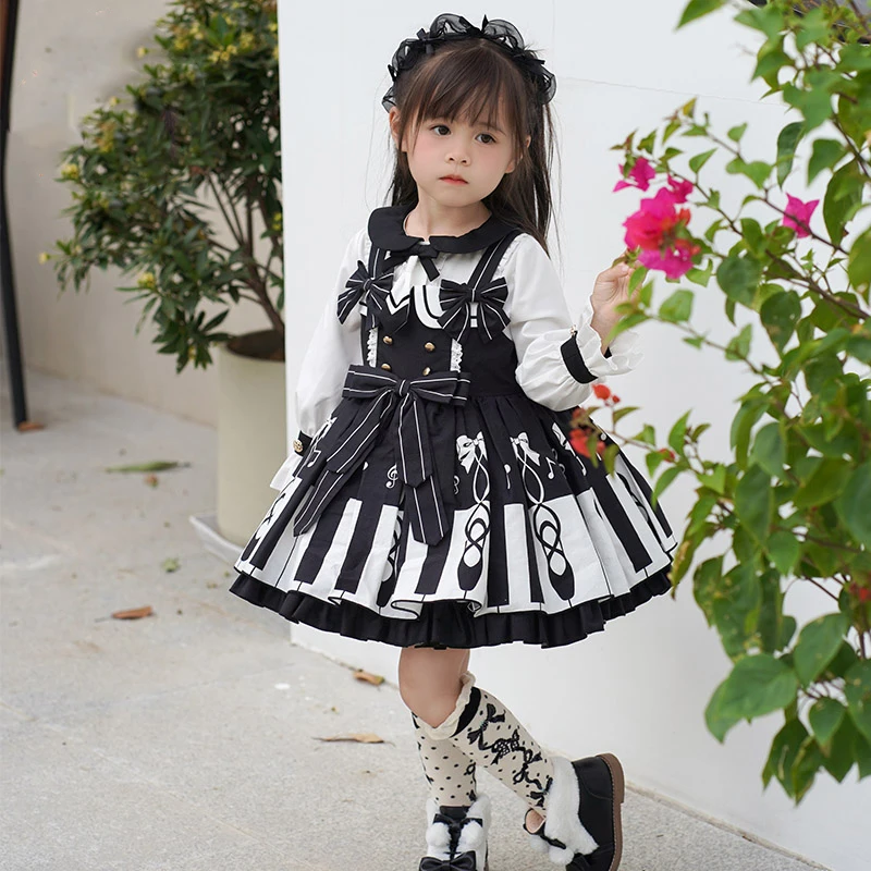 Criação exclusiva 2023 bebê espanhol lolita princesa vestido de baile preto bowknot design aniversário festa menina vestido de noite