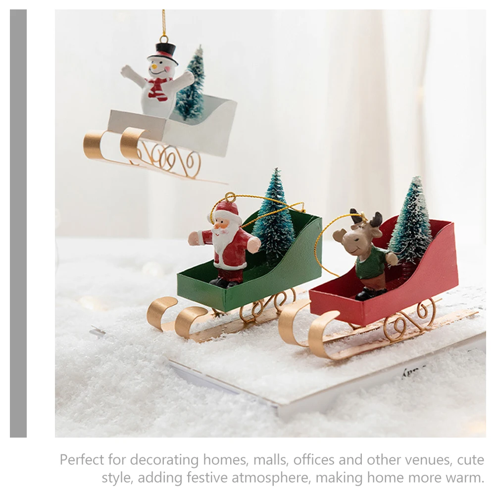 

Sleigh Pendant Christmas Ornament Sled Xmas Decor Decorate Tree Resin Ornaments Small Decorated Hanging