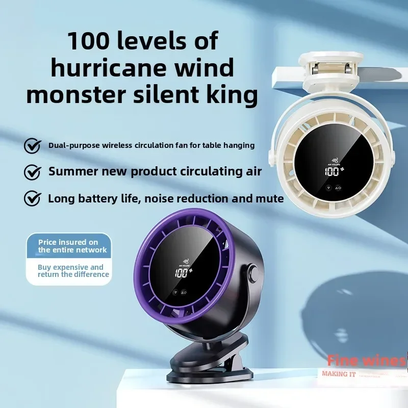 

Маленький эксперт в жизни 100-скоростной настольный вентилятор с зажимом Вентилятор со светодиодным дисплеем Офисная домашняя зарядка Настенный вентилятор без рук