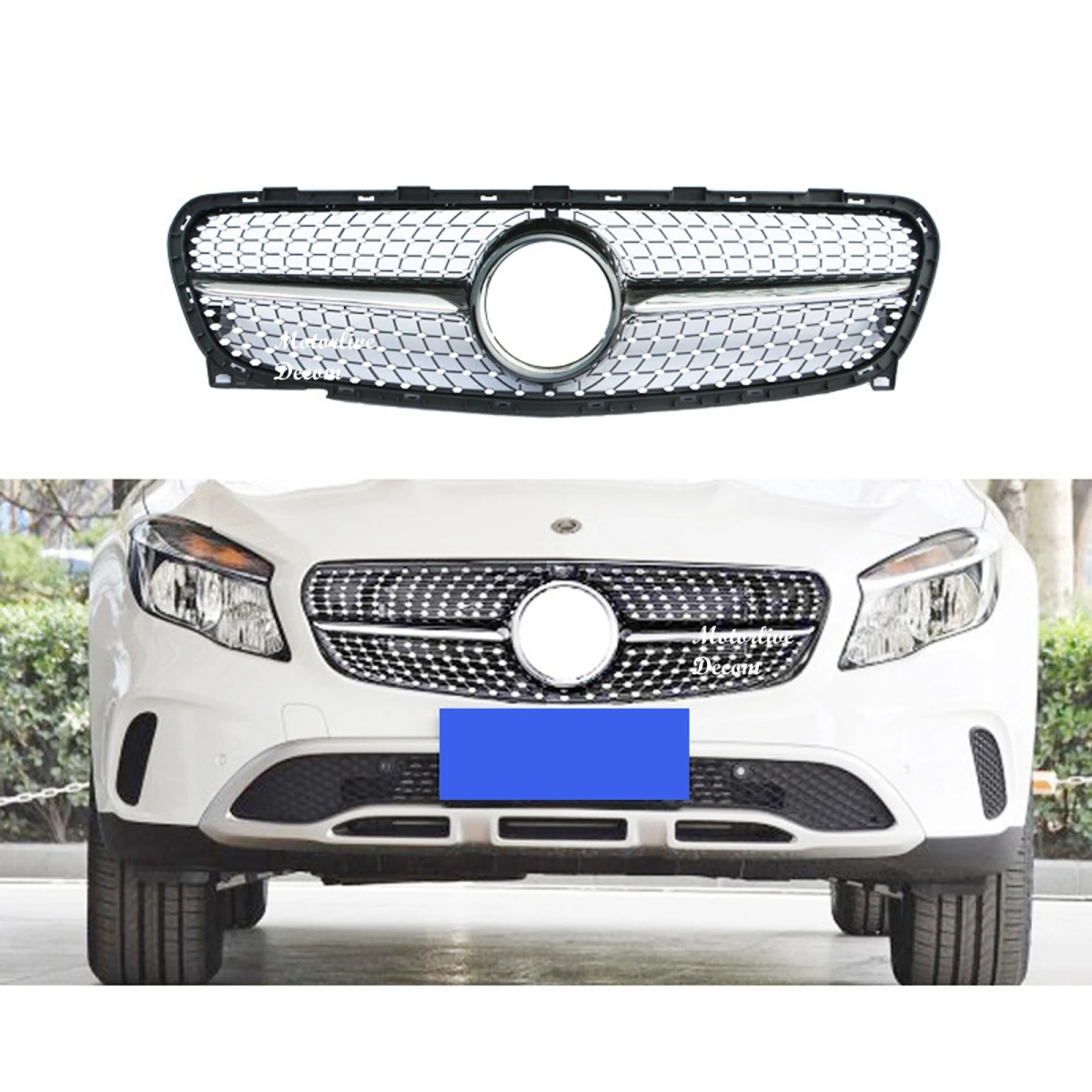 

Черная передняя решетка для Benz GLA X156 GLA200 GLA250 GLA45 2017-2018 года Diamond Style