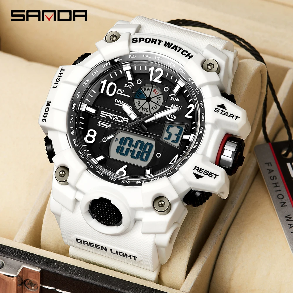 SANDA Top Brand Sports Men Watches Military Quartz Watch Man Waterproof Wristwatch for Men Clock Shock Relogios Masculino 3169