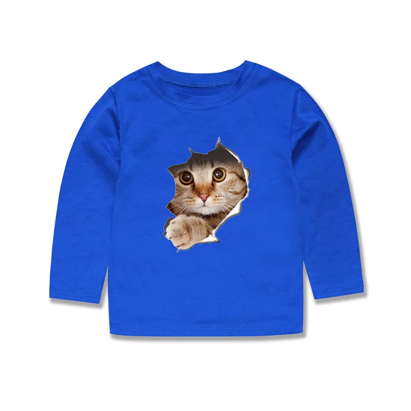 Cat Autumn Clothes for Kids Cartoon T Shirt Long Sleeve 100% Cotton Baby Tshirt 6 to 9 12 18 24 Months Girl Boy Toddler Red Tops