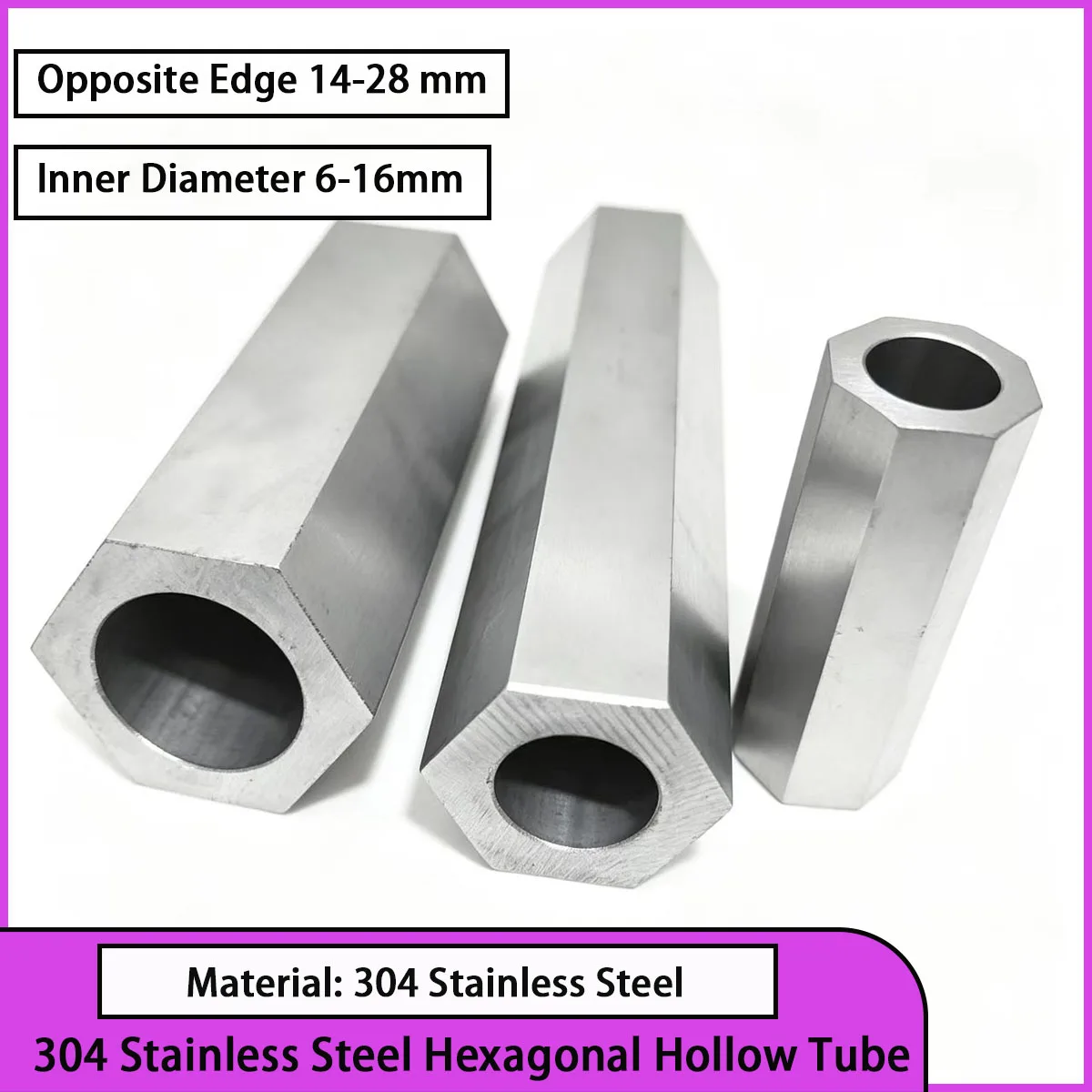 Inner diameter 6-16mm, 304 stainless steel hexagonal hollow tube, compatible with mechanical fasteners, equipment brackets, etc