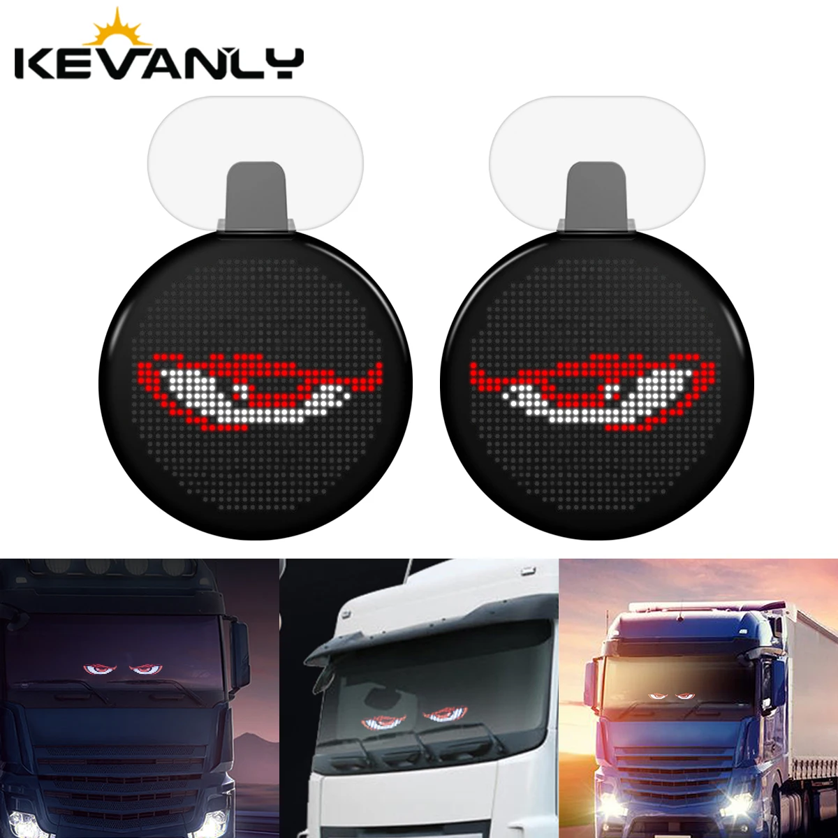 

1Pair Car Truck Devil Eyes Smart LED Display DlY Graffiti Round Pixel Panel APP Remote Control Vehicles Interactive Eyes Screen