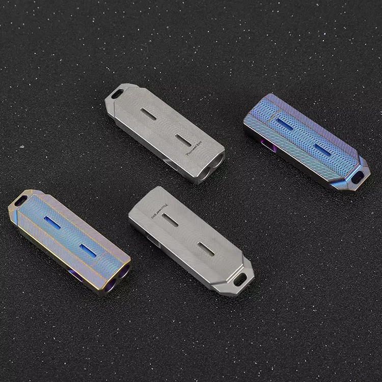 Titanium Alloy Double Tube Whistle CNC Process Referee Whistle Outdoor Life-Saving Metal Whistle with Popping Sound KS016