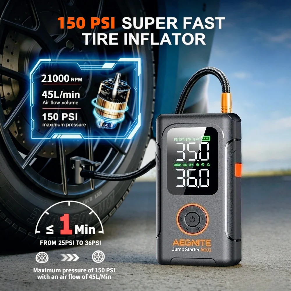 AEGNITE 10‑in‑1 Car Jump Start - Solar Jump Starter Power Bank recension och pris
