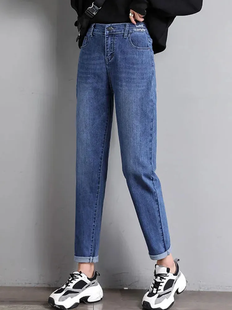 Elastic High Waist Baggy Harem Jeans Women Casual Vintage Stretch Denim Pants Korean Fashion Streetwear Big Size 33 Vaqueros New