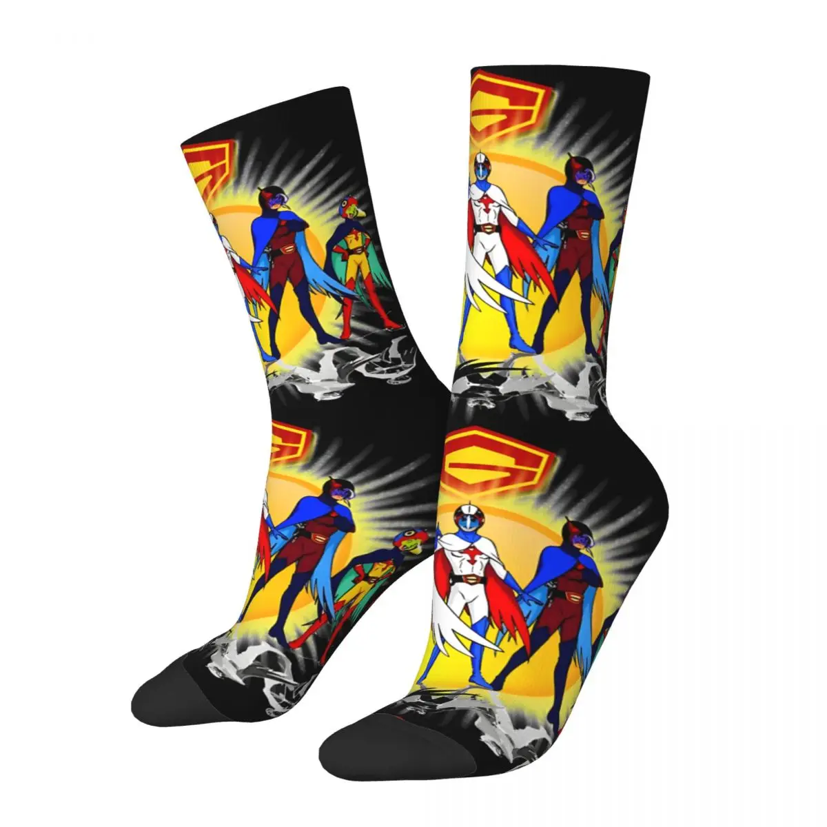 Retro G Force Logo Men's compression Socks Unisex Science Ninja Team Gatchaman Street Style Pattern Printed Novelty Crew Sock