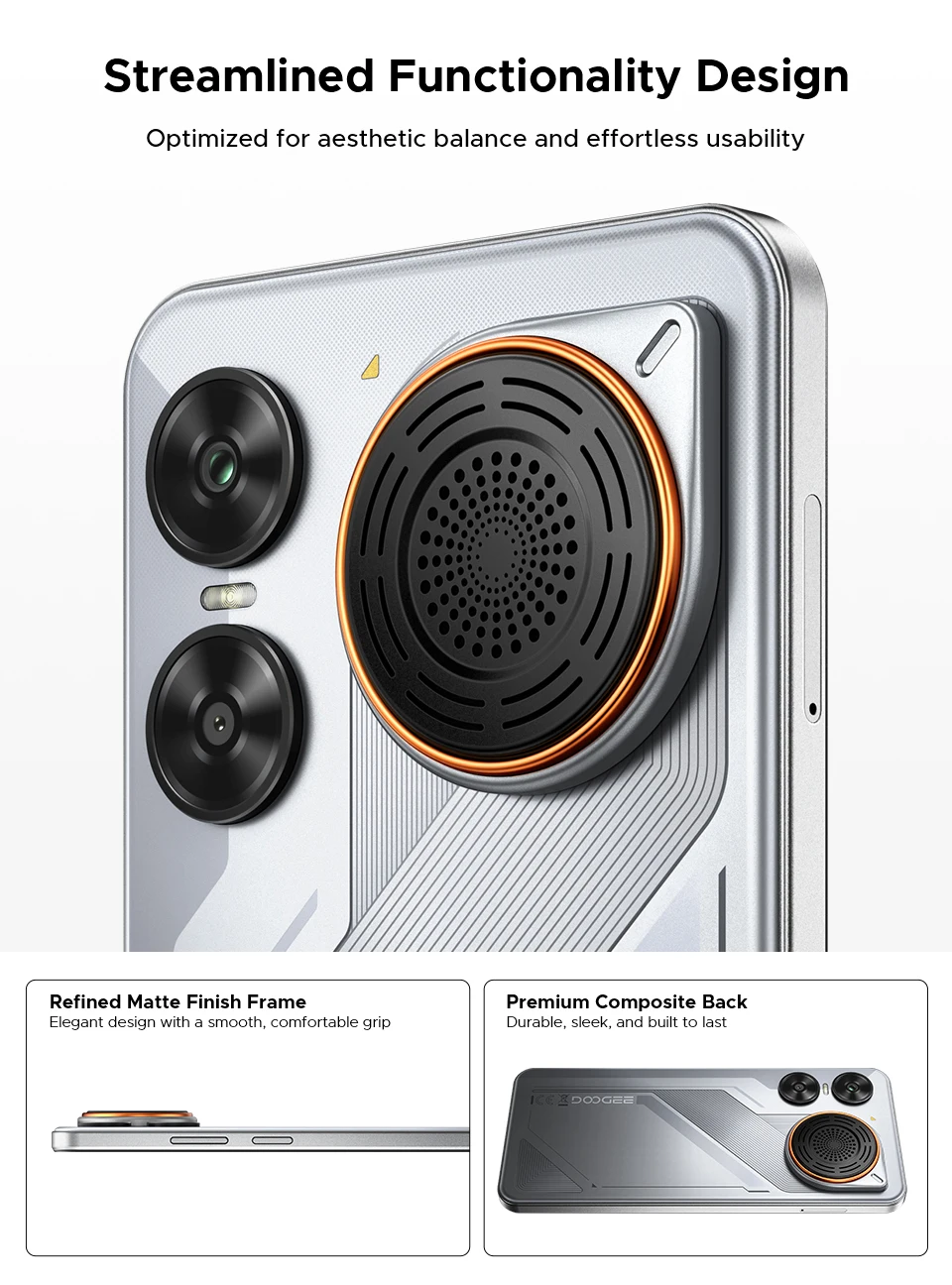 DOOGEE M30 Ai Smartphone 6.88" IP68 Waterproof Android 16 8000mAh Battery 48GB RAM (6+42) 256GB ROM 64MP Camera Widevine L1 Google Pay Supports with 135dB Large Amplitude Speaker