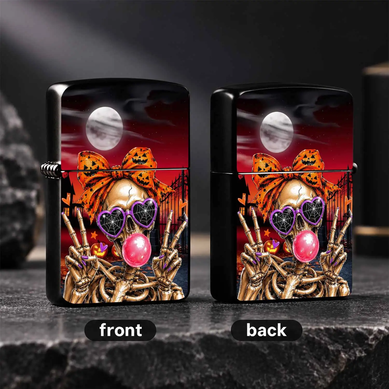 Halloween Themed Skeleton Lighter Cute Spooky Pattern With Heart Sunglasses Bubble Design Portable Lightweight Daily Use Tool Ideal For Holiday Gifts Outdoor Indoor Versatile Practical Accessory For Festive Atmosphere A Humorous And Interes