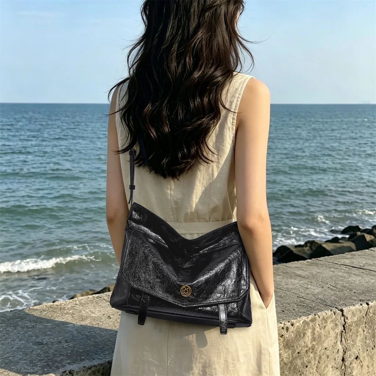 FOXER Genuine Leather Women Crossbody Shoulder Bag Lady Underarm Purse Female Versatile Adjustable Strap Large Capacity Handbags