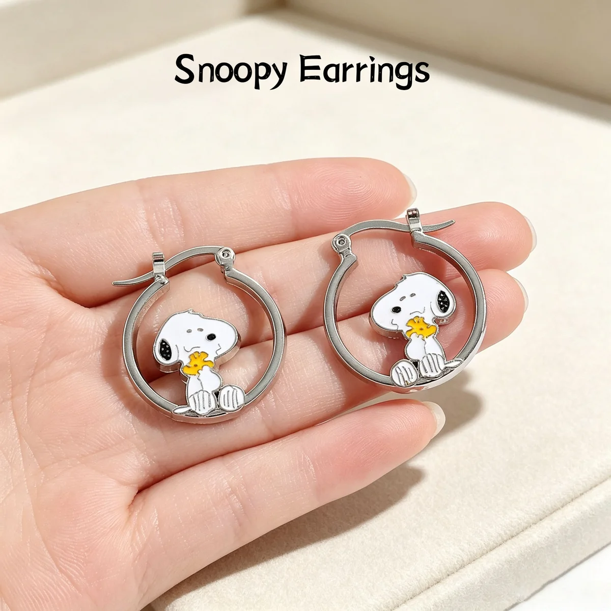 Snoopy Earrings Necklace Cartoon Creative Cute Exquisite Jewelry Daily Matching Decor Commemorative Holiday Gift