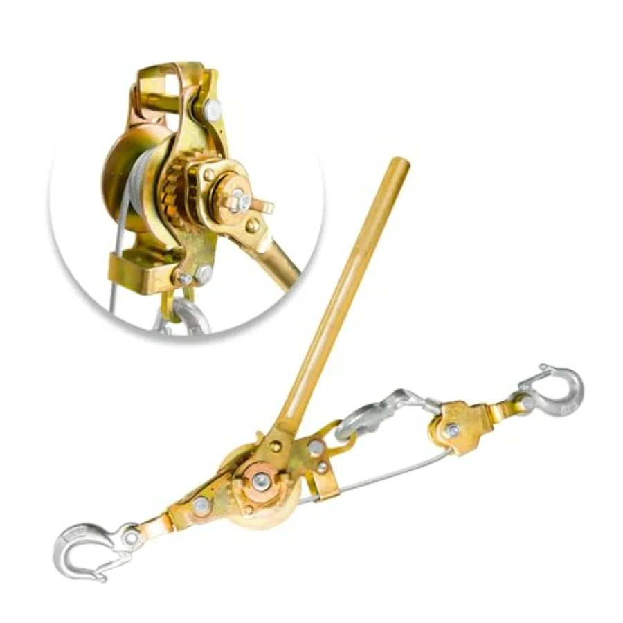 

Come Along 4-тонный съемник кабельной лебедки с двойным тросом, 10 футов, сверхмощный ручной съемник 8800 фунтов с 3 крючками, съемник кабельной храповой механизмы с двойным M