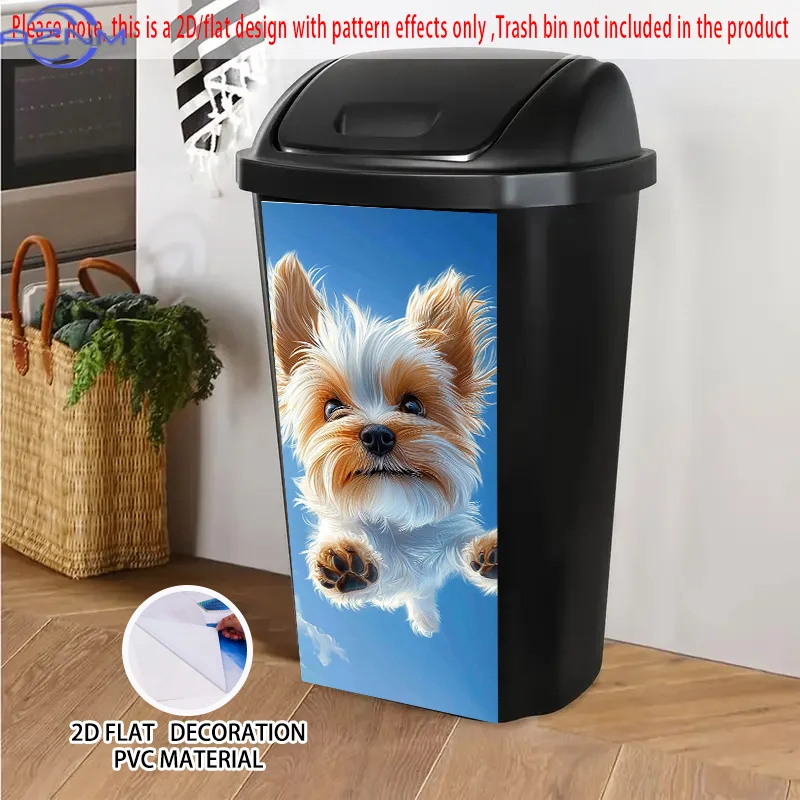1pc Cute Yorkshire Terrier Puppy Leaping Against Blue Sky Self-Adhesive Decorative Sticker - Durable PVC .01x5.79 cm Art Deco