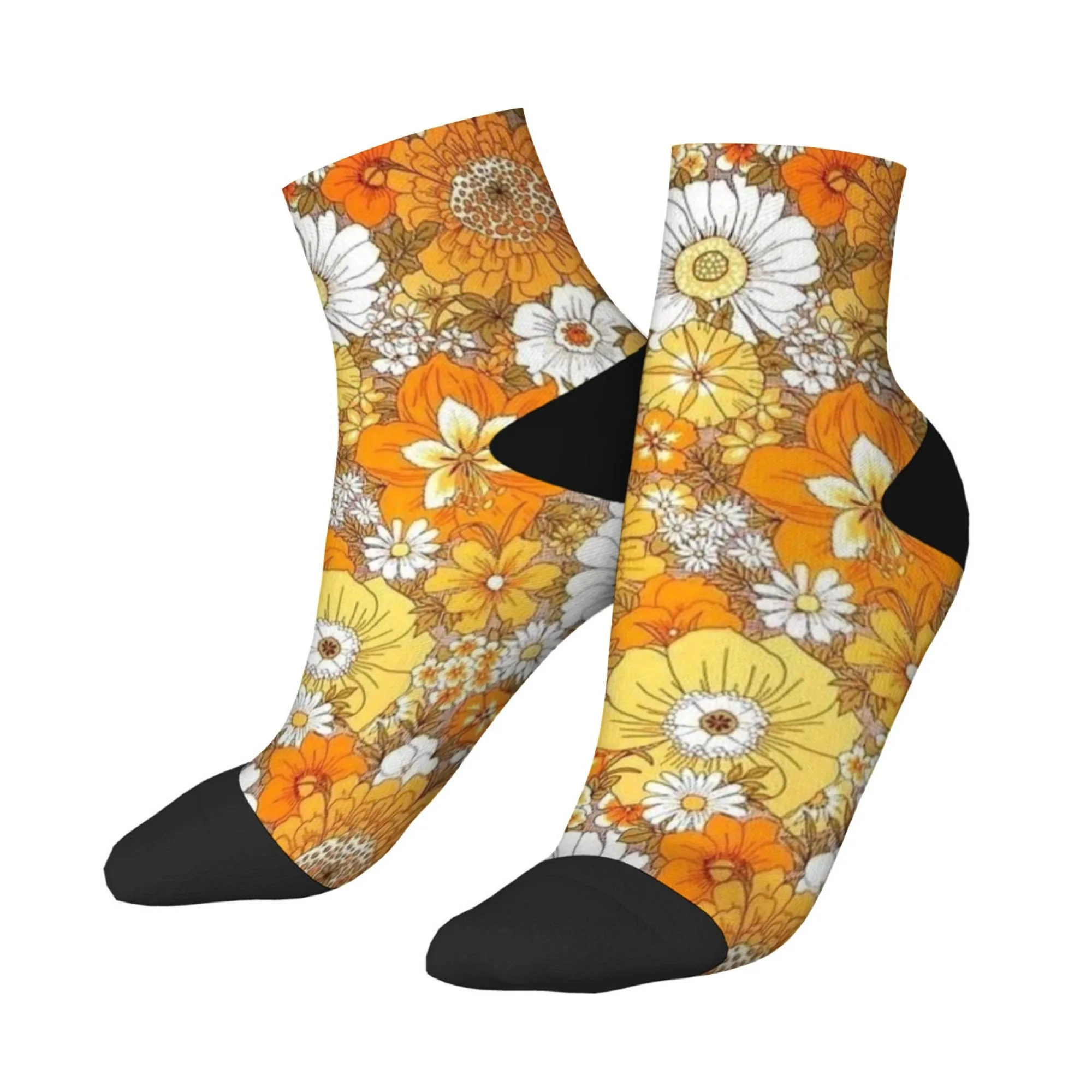 

Сумасшедшие мужские короткие носки, новинка, абстрактные желтые цветы, удобные повседневные трендовые нескользящие носки в стиле хип-хоп, для путешествий, фитнеса, вечеринки
