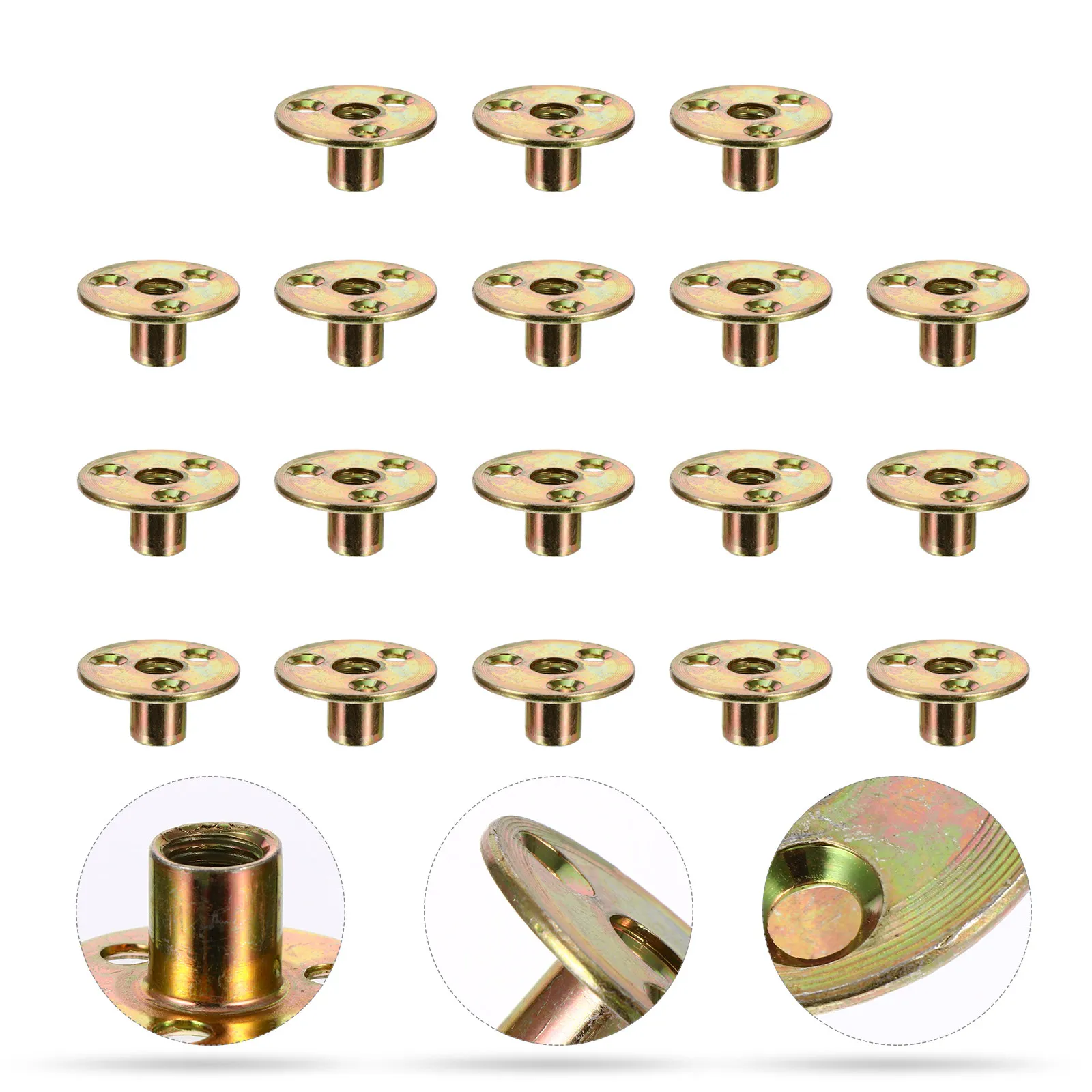 18Pcs Furniture Screw Nut Iron Round Base Flange Plate Three Hole Nuts Professional Fixing Screw Parts for Ceiling Support and