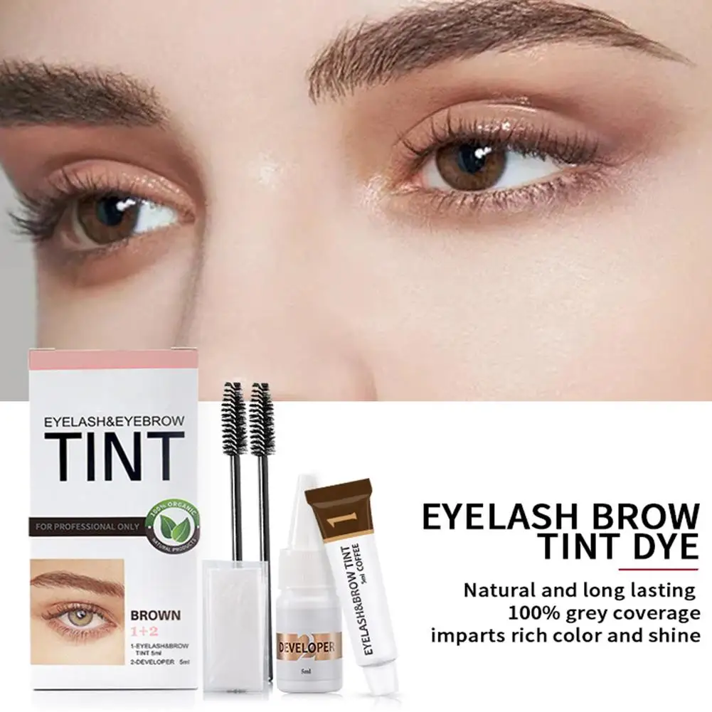 Kit de tinte para cejas y pestañas, resistente al agua, 15 minutos, tinte rápido para cejas, herramientas para mejorar la duradera, maquillaje permanente largo, tinte para pestañas I2U5