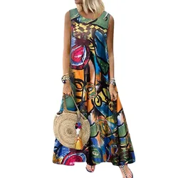 Sleeveless dress with pocket for women, round neck, casual, plus size, 8XL, 7XL, 6XL, fashion, new, summer