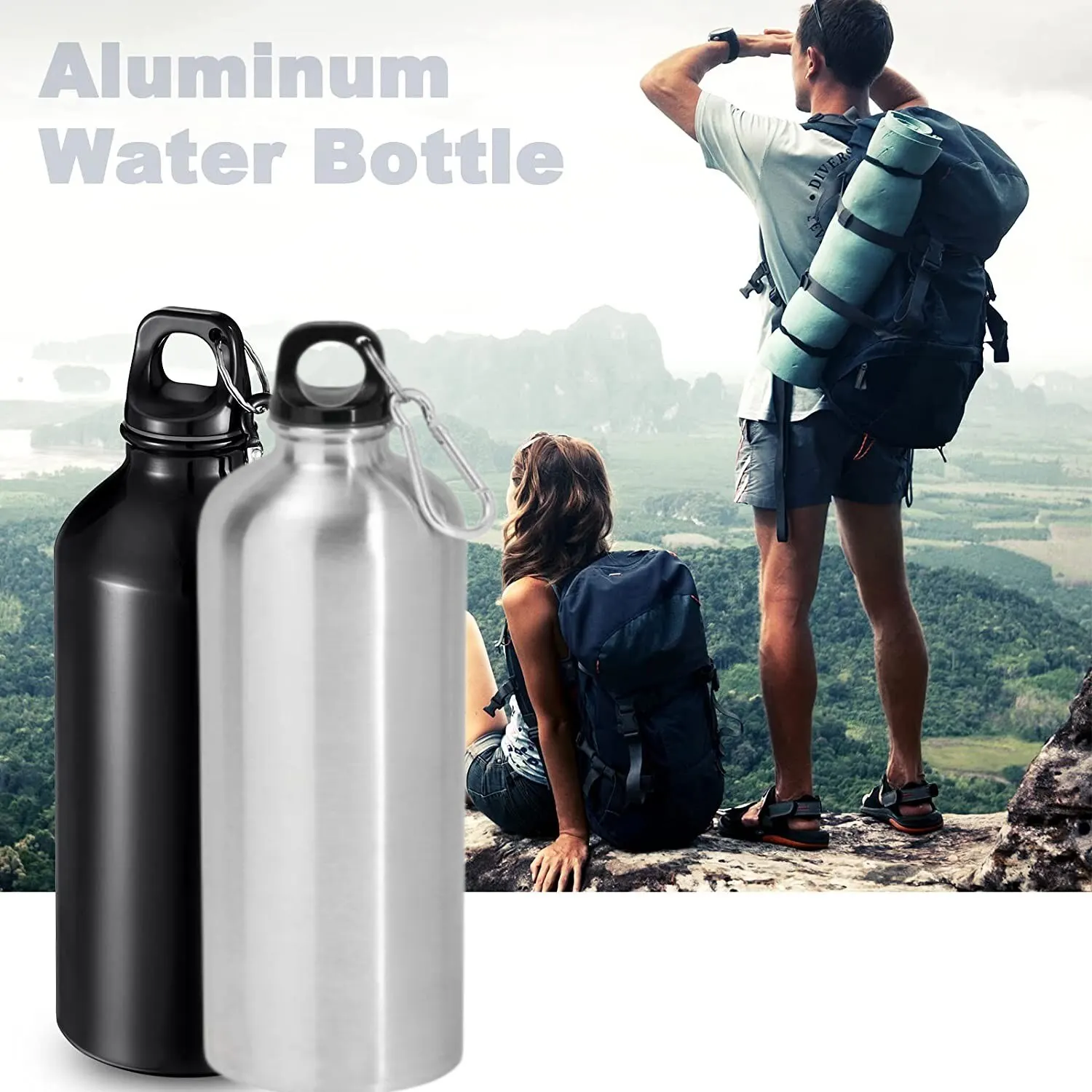 Aluminum Water Bottle Water Bottles Outdoor Exercise Bike Sports Drinking Kettle with Lid Easy to Carry