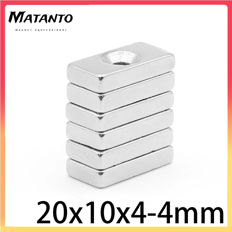

2/5/10/20/50PCS 20x10x4-4mm Quadrate Countersunk Neodymium Magnet Hole 4mm 20x10x4-4 Block Strong Powerful Magnets 20*10*4-4
