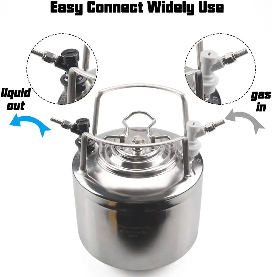 Ball Lock Quick Disconnect with Ball Lock, Gas Disconnect, 5/16 Swivel Nut, Liquid Disconnect, 3/16, 6Pcs