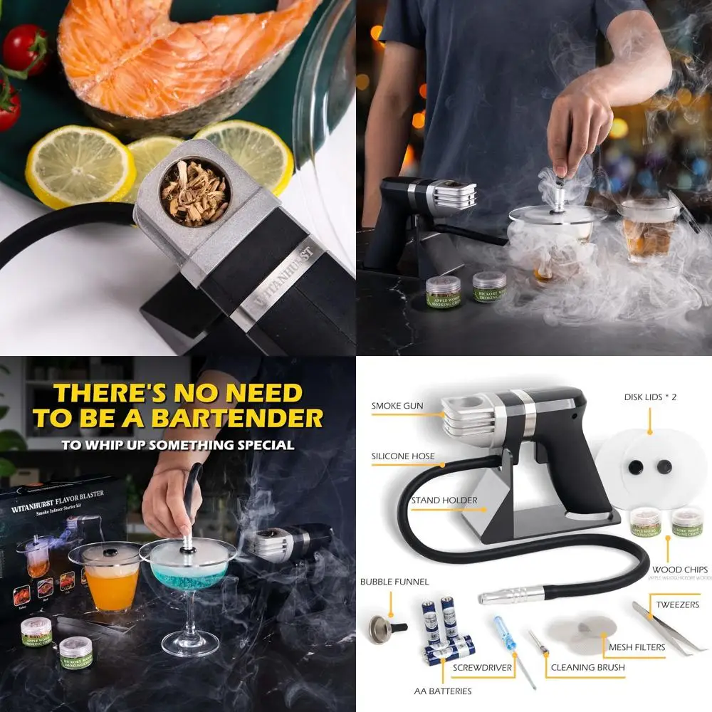 

Portable Handheld Cold Smoking Gun Electric Smoker, Cold Indoor Smoker Smoke Infuser Gun Cocktail Kit for Food and Drinks – Incl