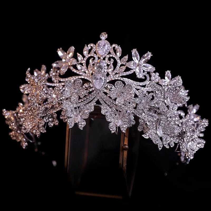 

Великолепный новый супер вспышка с бриллиантами и цветком любви, невеста, корона принцессы, основной свадебный головной убор