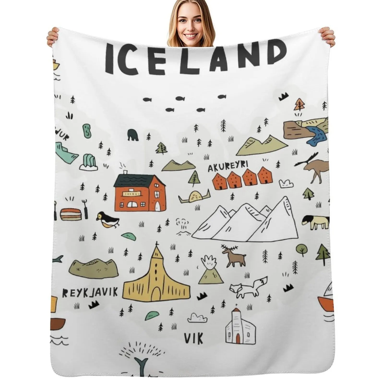 map of Iceland Throw Blanket Hairy for winter Luxury Throw For Baby Picnic valentine gift ideas Blankets