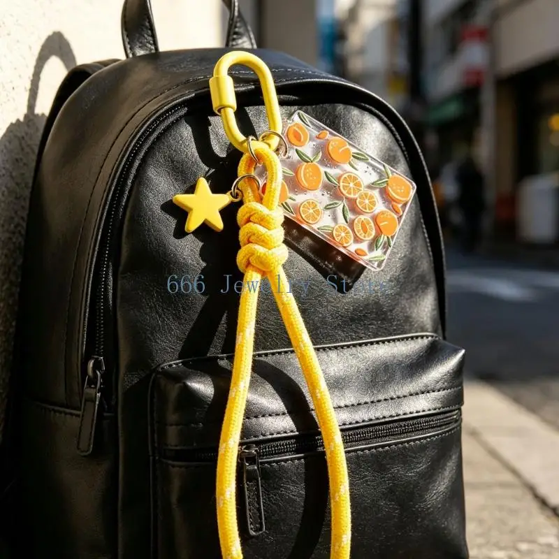 F2TD Clip On Acrylic Keychain Charm with Embossed Plaque, Braided Cord, and Star Accent for Bags, Keys, and Zipper Pulls