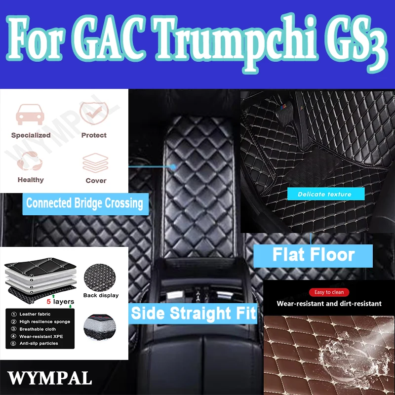 

Luxury Car Floor Mats For GAC Trumpchi GS3 2017 2018 2019 2020 2021 Automobile Carpet Cover Interior Custom Auto Foot Pads Full