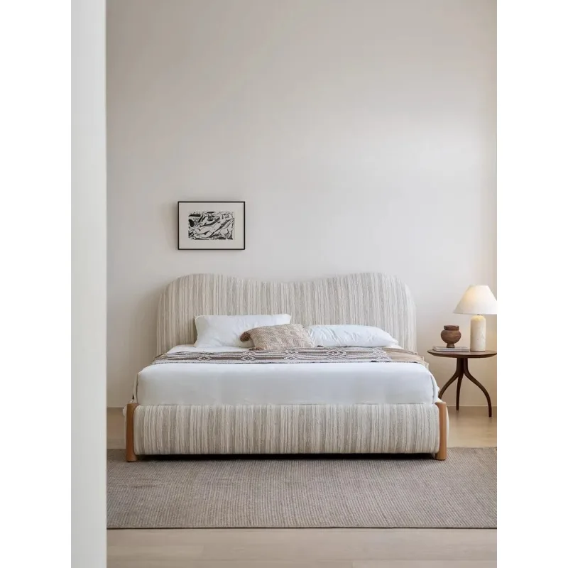 

Art Bed, Bedroom Solid Wood Soft Bed Striped French Children's Bed