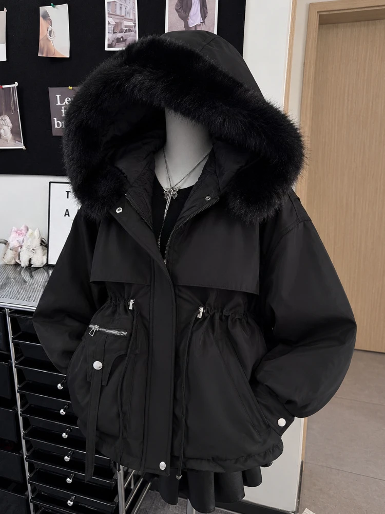 Y2k Grunge Punk Women Black Vintage Zipper Sweatshirt Hooded Safari Overcoat Stand Collar Streetwear Casual Outerwear