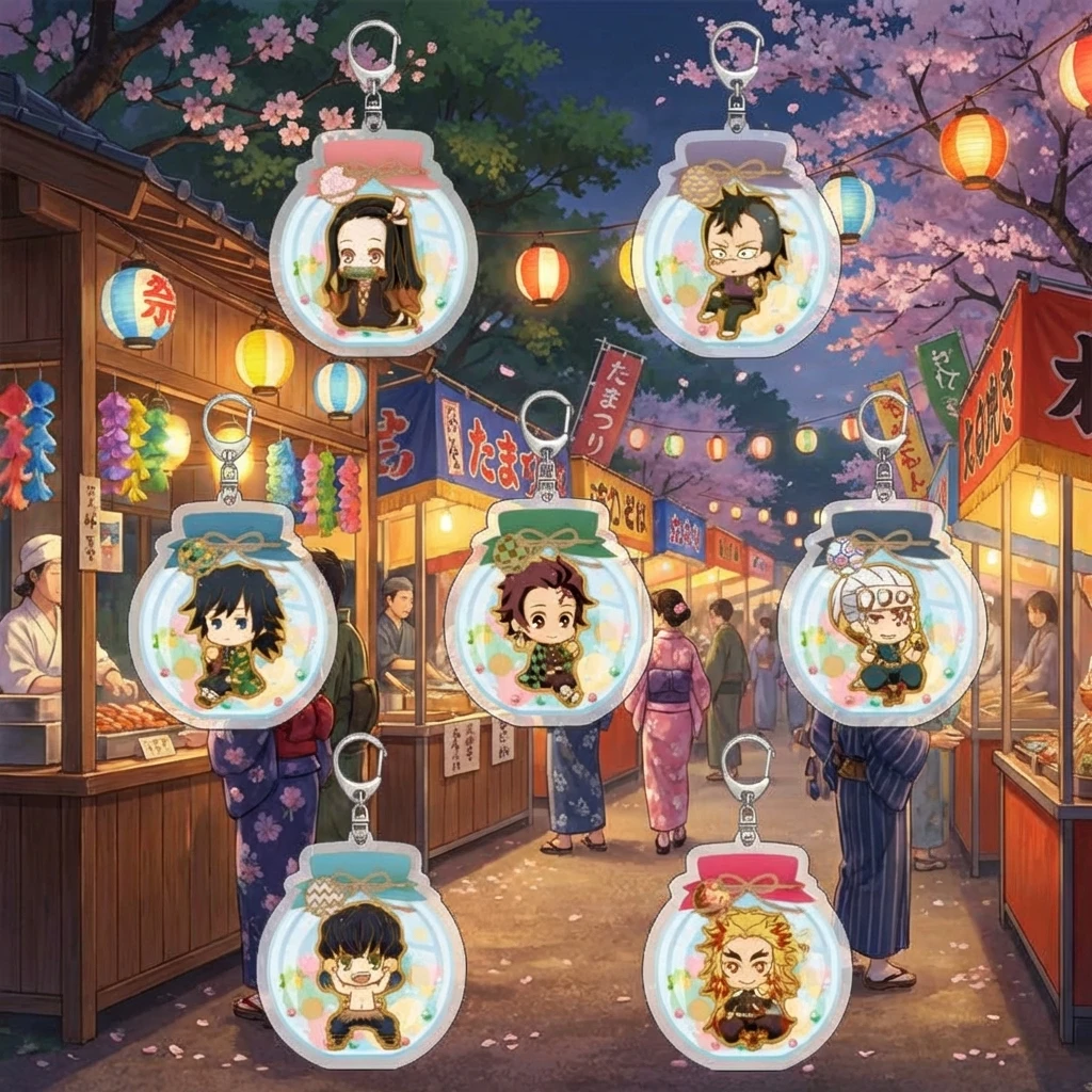 

Акриловые брелоки по аниме Demon Slayer Kimetsu no Yaiba: Танджиро Камадо, Незуко, Зеницу Агацума. Креативные аксессуары.