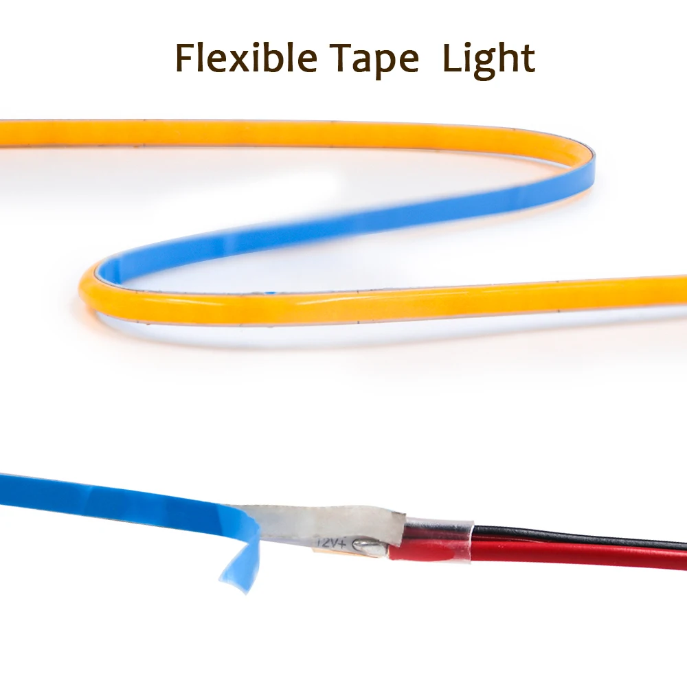 2.7mm 4mm COB LED Strip Light 12v 24v 5v Ultra thin Bright 480LEDs/m 8mm PCB RA90 High Density Flexible Lamp Linear Lighting